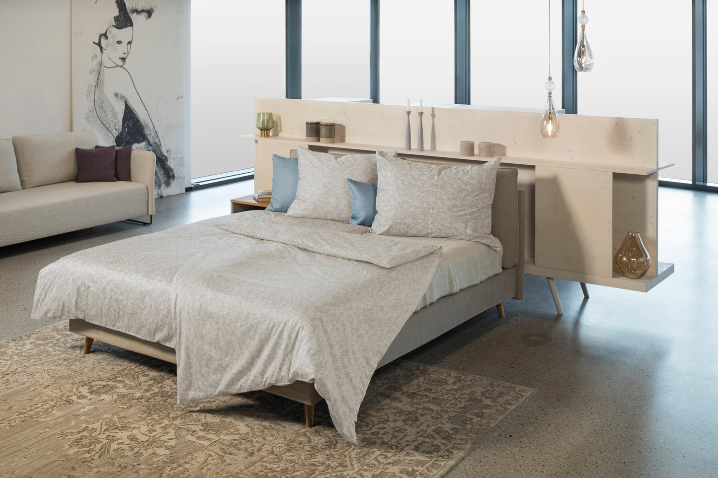 Faux Uni Bettwäsche beige