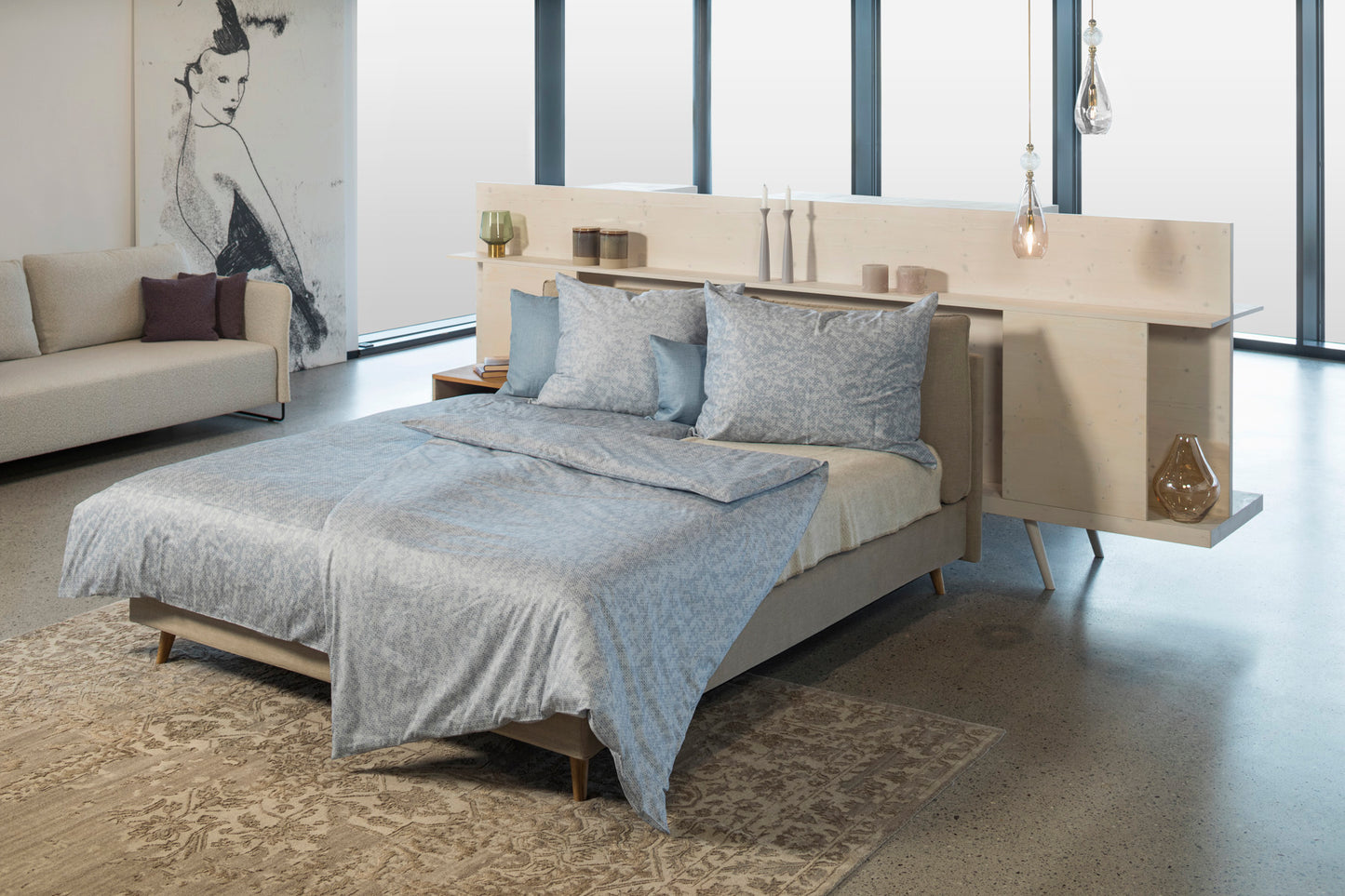 Faux Uni Bettwäsche grau