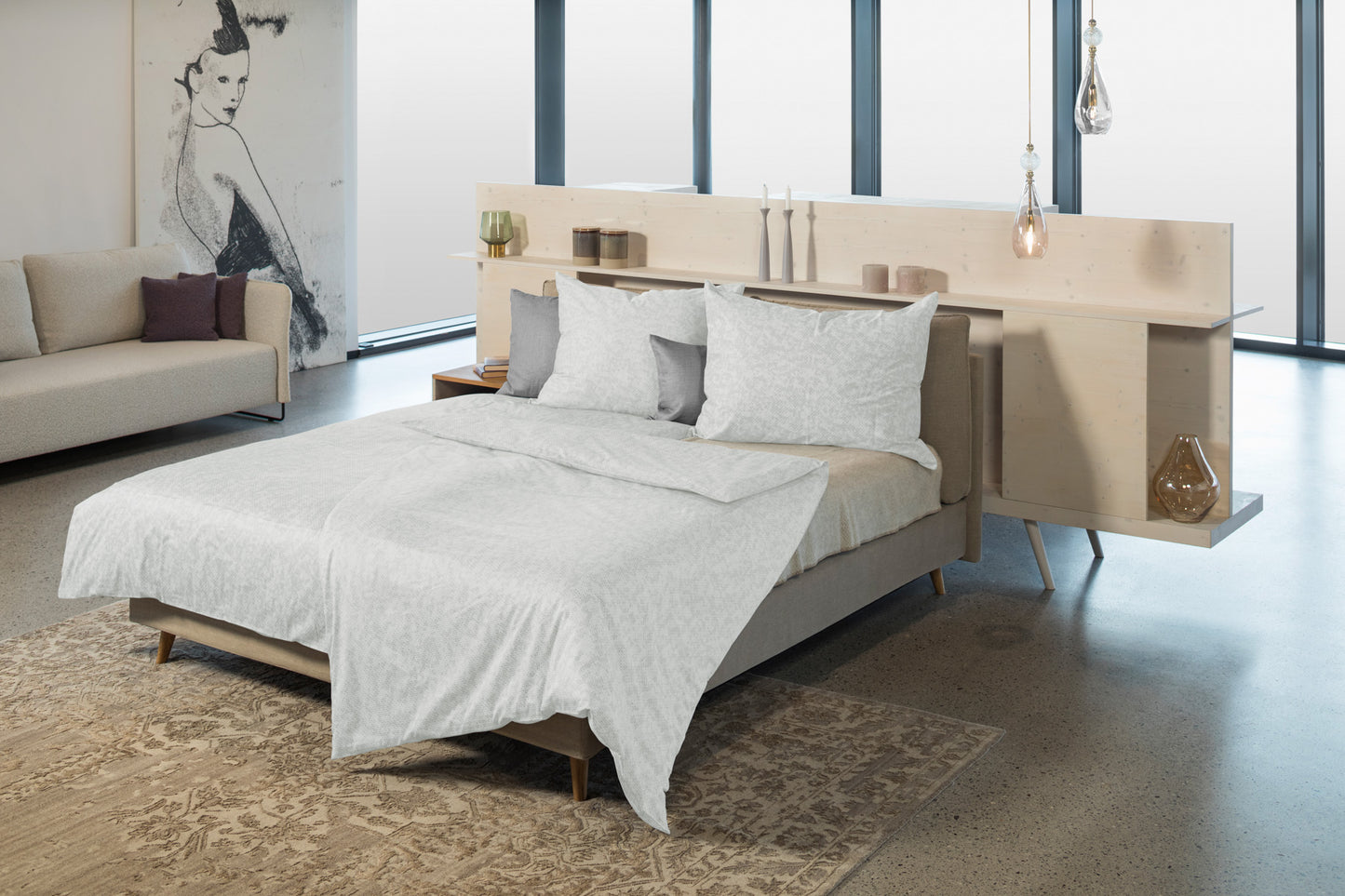 Faux Uni Bettwäsche silber